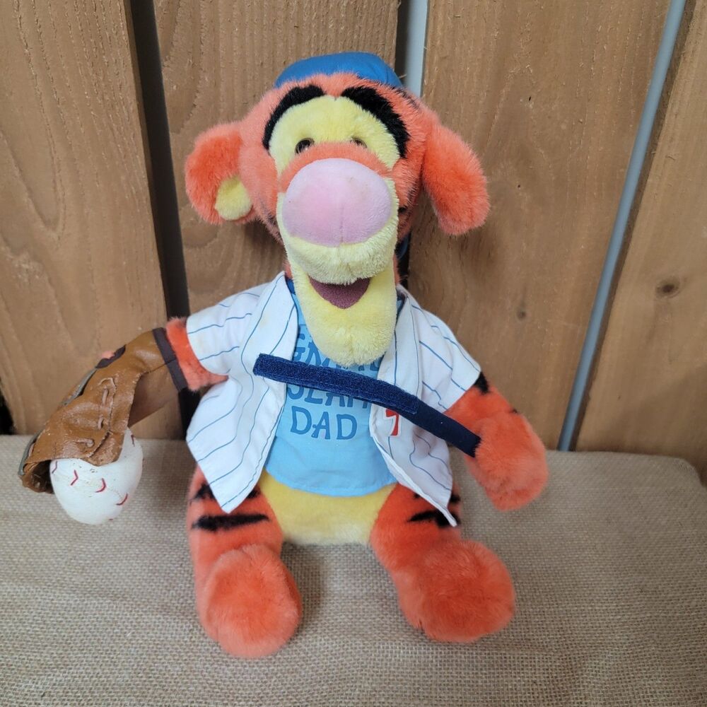 Tigger Grand Slam Dad Baseball Glove Bat Plush Stuffed 10"